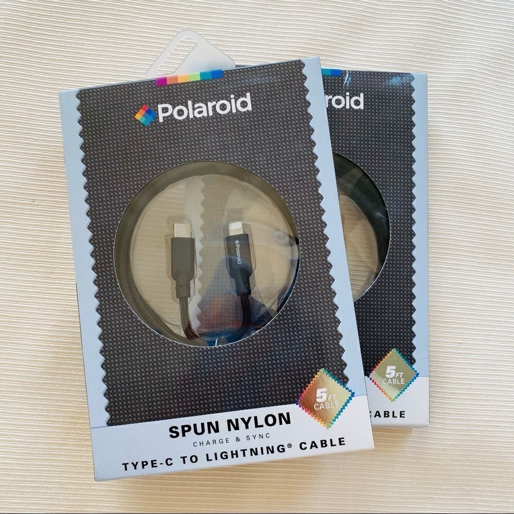 Polaroid Spum Nylon Type C Lightning Cable 5 Ft Phone Tablet Speaker Camera USB